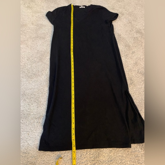 Noul (Oak and Fort brand) Cotton V-Neck T-Shirt Dress w Side Slit - Black Size S - Picture 7 of 7